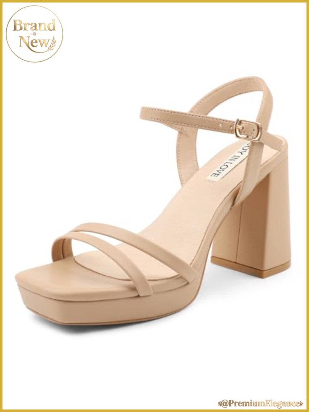 Women's Platform Sandals Chunky Block Heel Ankle Strap Buckle Square Toe